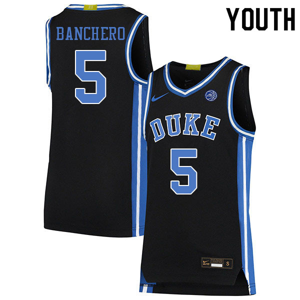 Youth #5 Paolo Banchero Duke Blue Devils College Basketball Jerseys Sale-Black